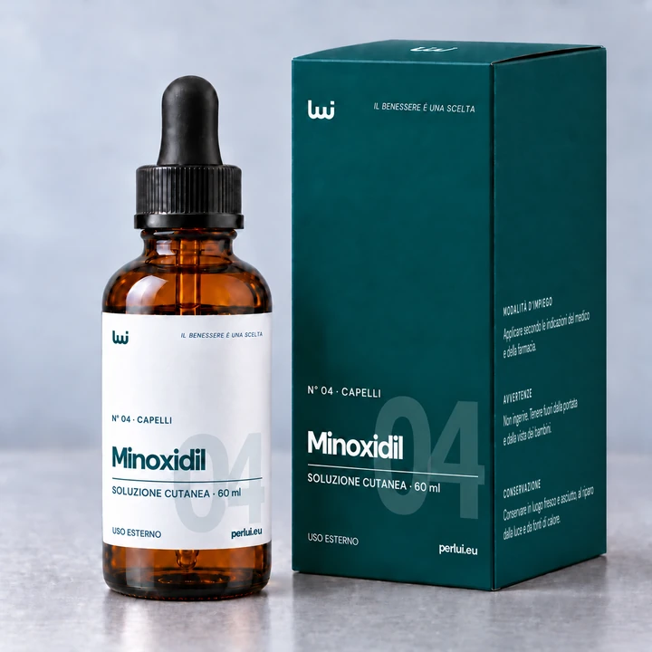 LUI N° 04 · Minoxidil, lozione, prodotto e confezione
